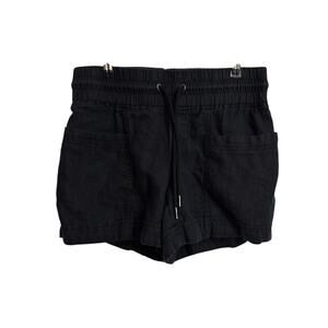 Athleta Shorts Womens 2 Black Cabo Linen 4" Drawstring Elastic Waist 100% Linen